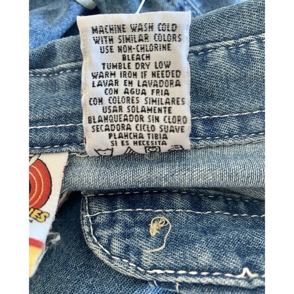 Warner Bro Looney-Tunes 1998 Chambray Embroidered Denim Button Up Shirt 26W/28W - Picture 8 of 9